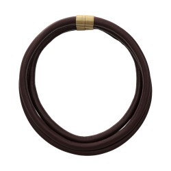 Colar Luiza Rogi Ava Trio Aros Couro Marrom Ouro Envelhecido
