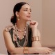 Colar Luiza Rogi Ava Pedras Naturais Pastilhas Prata Envelhecida