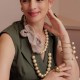 Colar Luiza Rogi Ava Longo Pérolas Metal Ouro Envelhecido