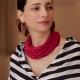 Colar Luiza Rogi Ava Curto Cadarço Vermelho Ouro Envelhecido