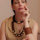 Colar Luiza Rogi Ava Fios Couro Marrom Ouro Envelhecido