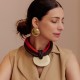 Colar Luiza Rogi Ava Fios Couro Cadarço Pingente Ouro Envelhecido