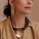 Brinco Luiza Rogi Una Placas Metal Ouro Envelhecido