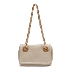 Bolsa Isla Petra Flap Pequena Couro Marshmallow