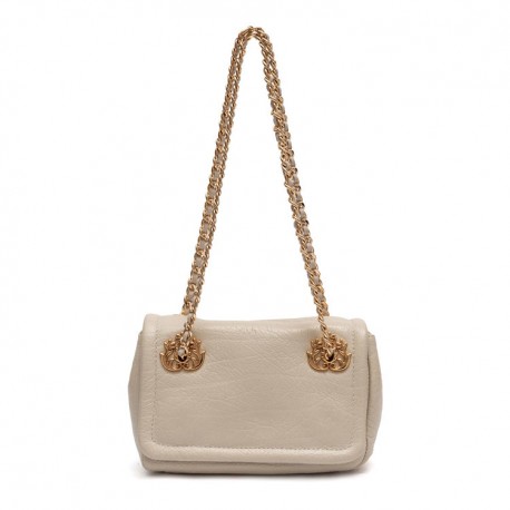 Bolsa Isla Petra Flap Pequena Couro Marshmallow