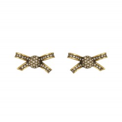 Brinco Hector Albertazzi Laço Strass Mini Romance Ouro Vintage