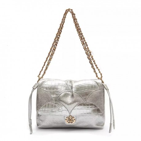 Bolsa Isla Marea Patch Scale Flap Prata