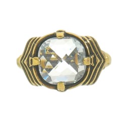Anel Estela Geromini Linha Básica Cristal Ouro