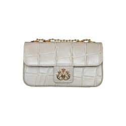 Bolsa Isla Anne Baguete Couro Caiman Marshmallow