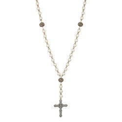 Colar Nino Bran Acessórios Terço Pérolas Ouro Vintage