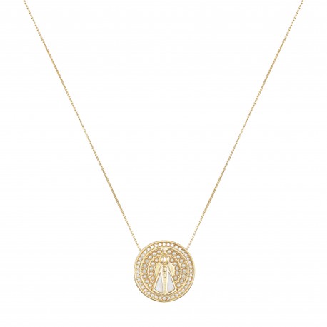 Colar Fane's Sacra Nossa Senhora Metal Dourado