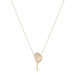 Colar Fane's Sacra Aura Nossa Senhora Metal Dourado