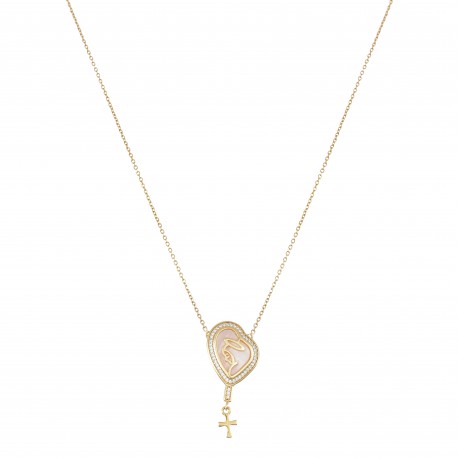 Colar Fane's Sacra Aura Nossa Senhora Metal Dourado