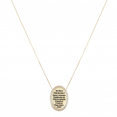 Colar Fane's Sacra Oração Ave Maria Metal Dourado