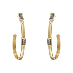 Brinco Fane's Pedra Drusa Platina Argola Metal Dourado