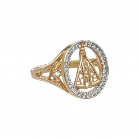 Anel LBF Semijóias Sacra Bless Nsa Sra Aparecida Zircônia Dourado