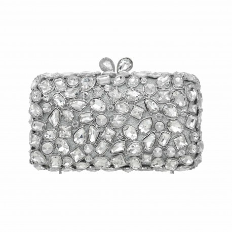 Bolsa Empório MP Clutch Cristais Prata