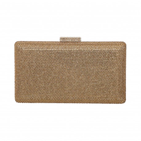 Bolsa Empório MP Clutch Retangular Cristais Dourado