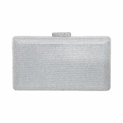 Bolsa Empório MP Clutch Retangular Cristais Prata