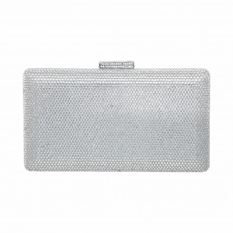 Bolsa Empório MP Clutch Retangular Cristais Prata