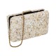 Bolsa Empório MP Clutch Pedras Cascalho Cristais Off White
