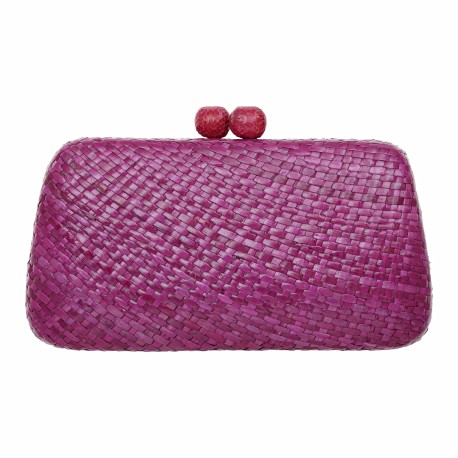 Bolsa Empório MP Clutch Palha Sabutan Natural Fúcsia