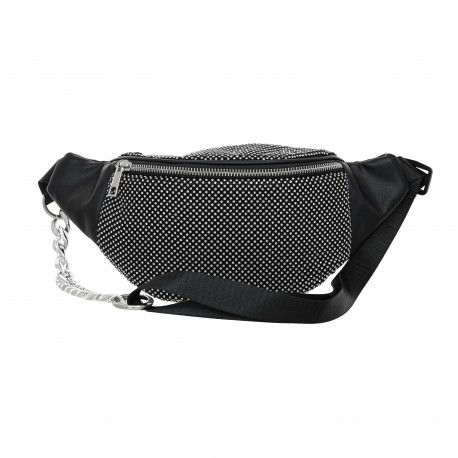 Bolsa Maria Chic Acessórios Pochete Cristais Preta