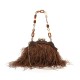 Bolsa Isla Pouch Plumas Moldura Mascavo