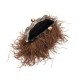 Bolsa Isla Pouch Plumas Moldura Mascavo