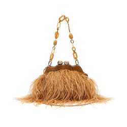Bolsa Isla Pouch Plumas Moldura Mel