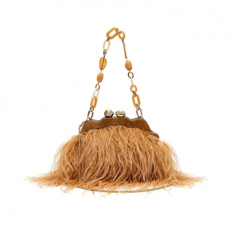 Bolsa Isla Pouch Plumas Moldura Mel
