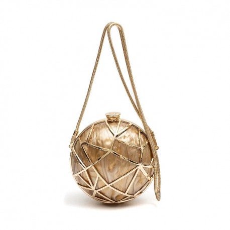 Bolsa Isla Clutch Vega Esfera Marmorizada Metal Ouro