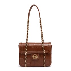 Bolsa Isla Sienna Flap Média Couro Pecan