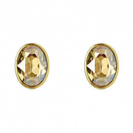 Brinco Nadia Gimenes Brilliant Botão Cristal Ouro Vintage