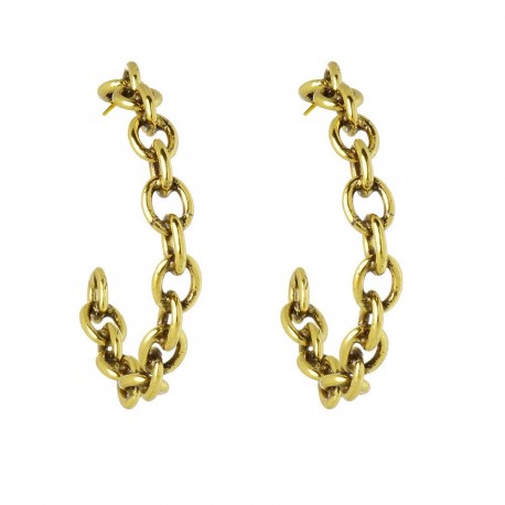 Brinco Nadia Gimenes Phoenix Meia Argola Corrente Dourado