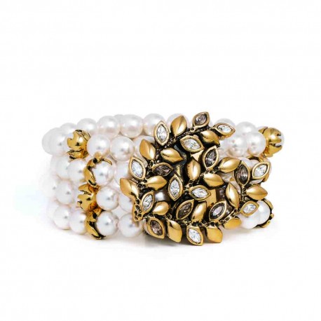 Pulseira Camila Klein Rizo Imã Pérolas Ouro Velho