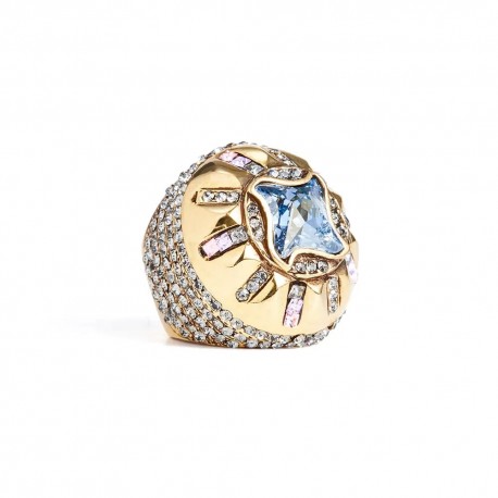 Anel Camila Klein Bia Bach Twister Strass Ouro Velho