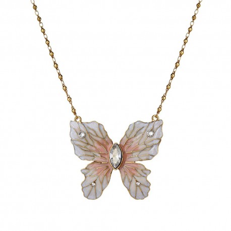 Colar Nádia Gimenes (Re)Nascer Curto Borboleta Nude Dourado