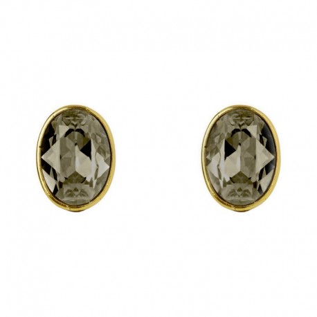 Brinco Nadia Gimenes Brilliant Botão Black Diamond Ouro Vintage