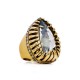 Anel Camila Klein Fronde Cristal Gota Ouro Velho