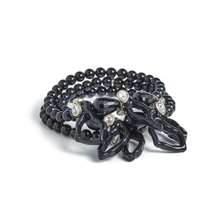 Pulseira Camila Klein Blair Kit 3 Onix Prata Velho