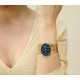 Pulseira Fane's Pedra Drusa Azul Correntes Imã Metal Dourado