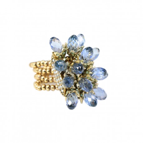 Anel Camila Klein Memories Cristais Azul Ouro Velho