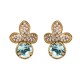 Brinco Camila Klein Memories Cristais Flor Azul Ouro Velho