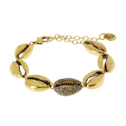 Pulseira Nádia Gimenes Akumal Buzios Metal Dourada