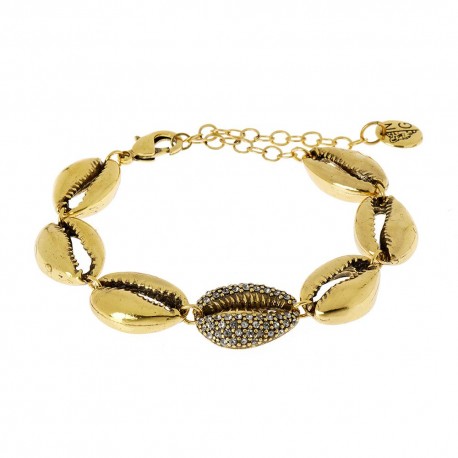 Pulseira Nádia Gimenes Akumal Buzios Metal Dourada